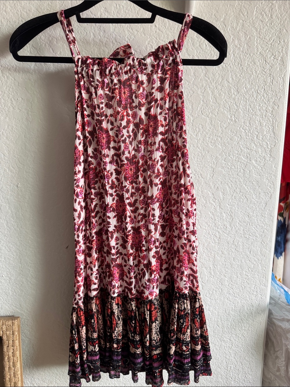 Free People Women’s Floral Pull-On Tiered Sundress - Pink/Red